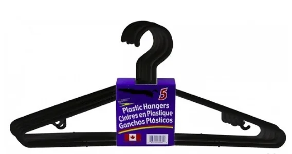 5 pk. Adult Hangers - Black - Plastic