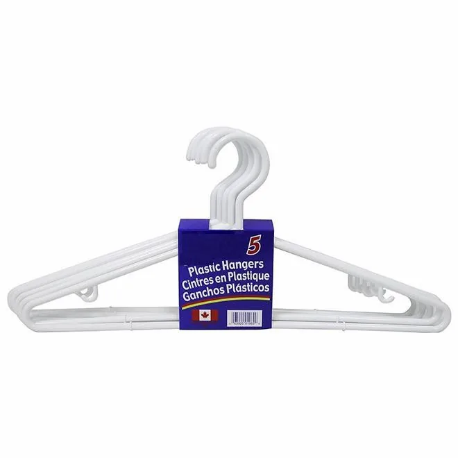 5 pk. Adult Hangers - White - Plastic
