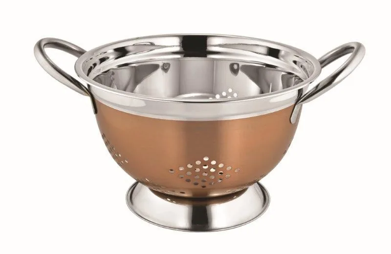 3 qt Stainless Steel Colander W/Copper Metallic