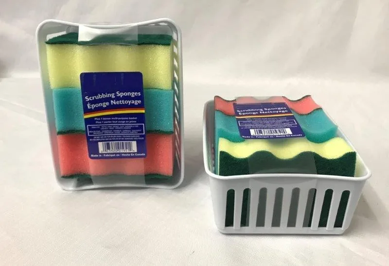 4 pc. Deluxe Scrub Sponge with Basket