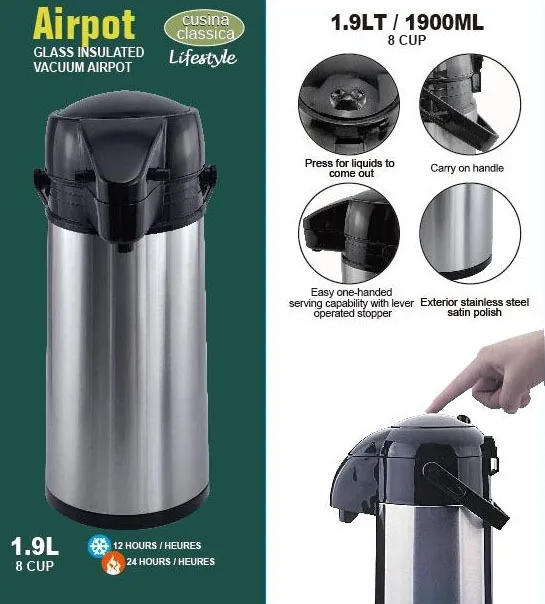 1900ml/1.9L. Coffee Server-Vacuum Air Pot - Push