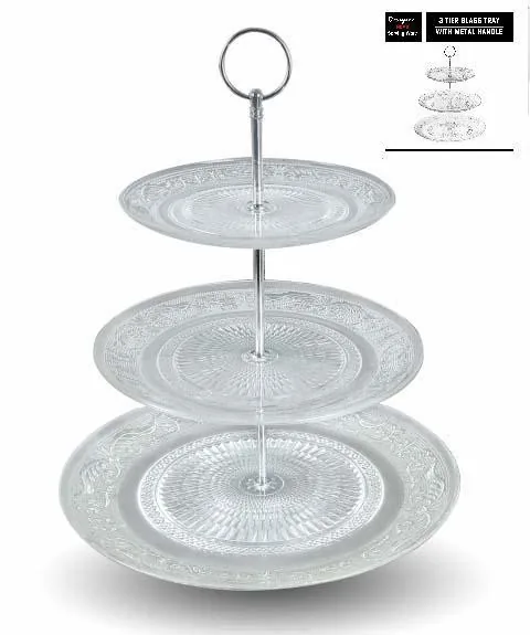 3 Tier Cake-Dessert Server - Glass Gift Boxed