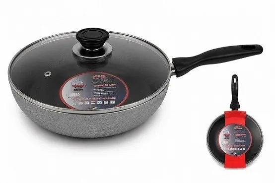 26cm Wok with Glass Lid Non-Stick