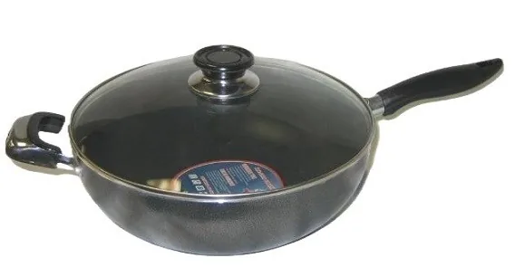 30cm Wok with Glass Lid W/Helper Handle Non-Stick