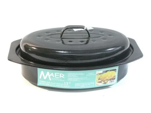Enamel Small Oval Roaster with Lid