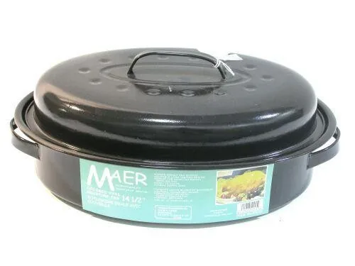 Enamel Medium Oval Roaster with Lid