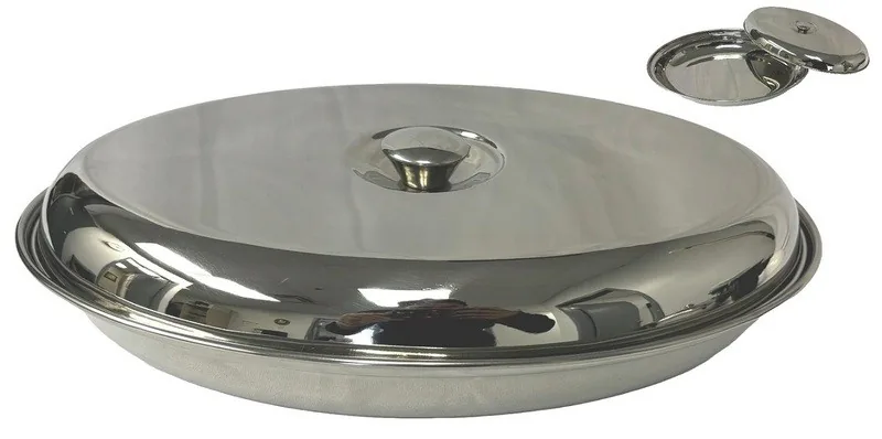 Oval Deep Serving Platter With Lid-Stainless Steel-40cmL-4.23qt.